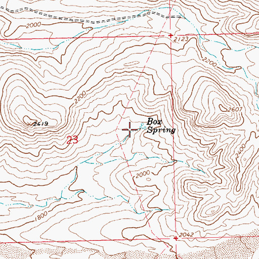 Topographic Map of Box Spring, AZ
