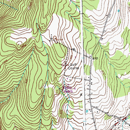 Topographic Map of Blush Hill Country Club, VT