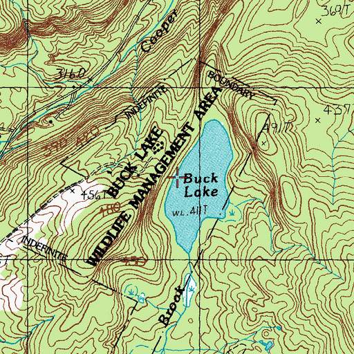 Topographic Map of Buck Lake Wildlife Management Area, VT