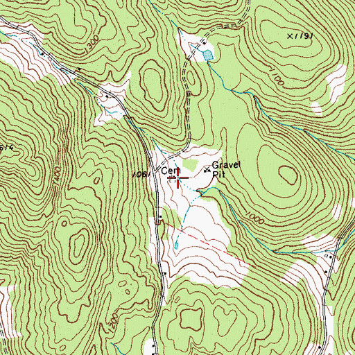 Topographic Map of Carr Cemetery, VT