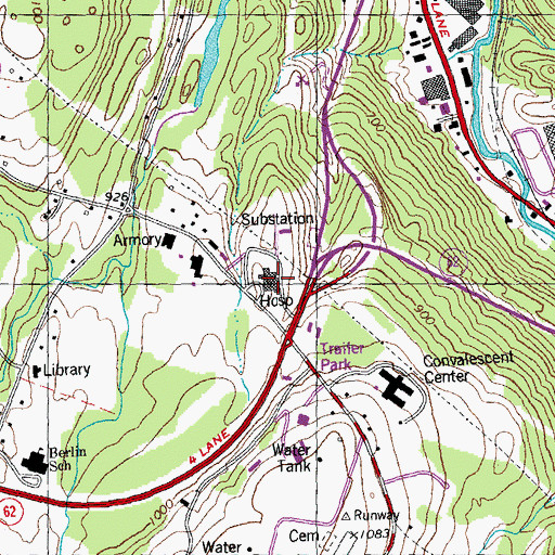 Topographic Map of Central Vermont Hospital Medical Library, VT