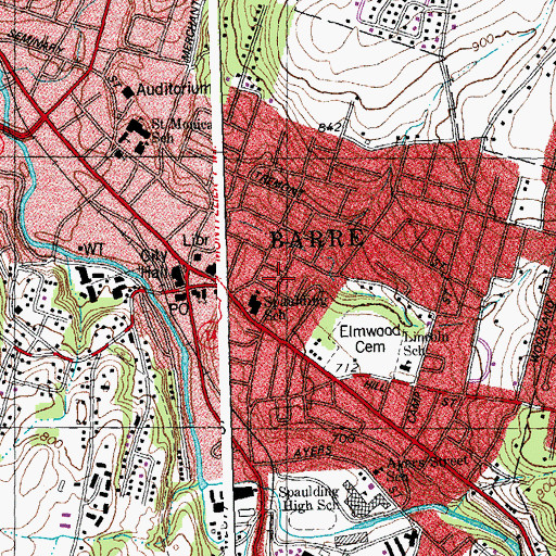 Topographic Map of Currier Park Historic District, VT