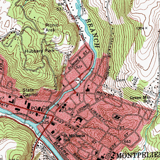 Topographic Map of Elm Street Cemetery, VT