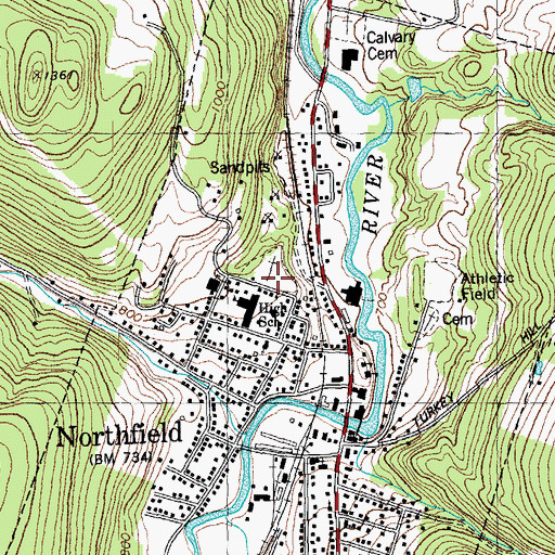 Topographic Map of Elmwood Cemetery, VT