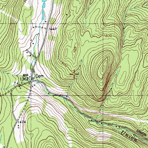 Topographic Map of Four Corners Cemetery, VT