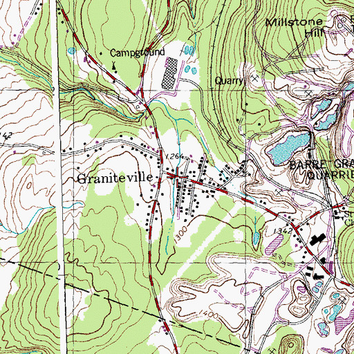 Topographic Map of Graniteville Post Office, VT
