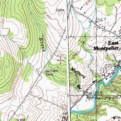 Topographic Map of Green Valley Campground, VT
