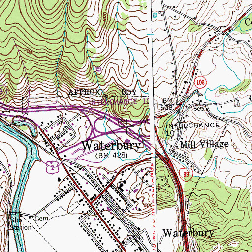 Topographic Map of Interchange 10, VT