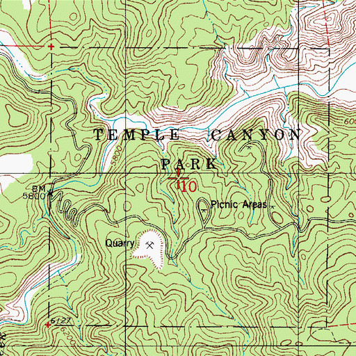 Topographic Map of Temple Canyon Park, CO