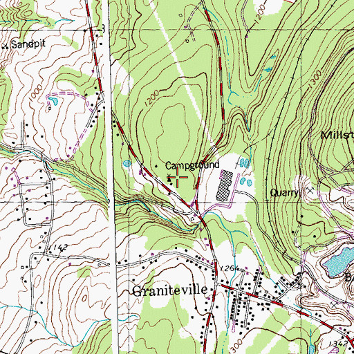 Topographic Map of Lazy Lions Campground, VT