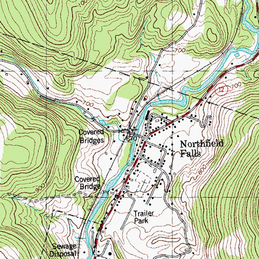 Topographic Map of Lower Cox Covered Bridge, VT