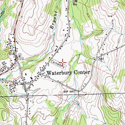 Topographic Map of Maple Street Cemetery, VT