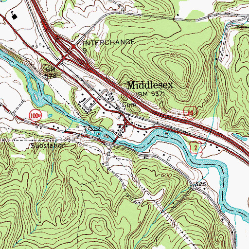 Topographic Map of Middlesex United Methodist Church, VT