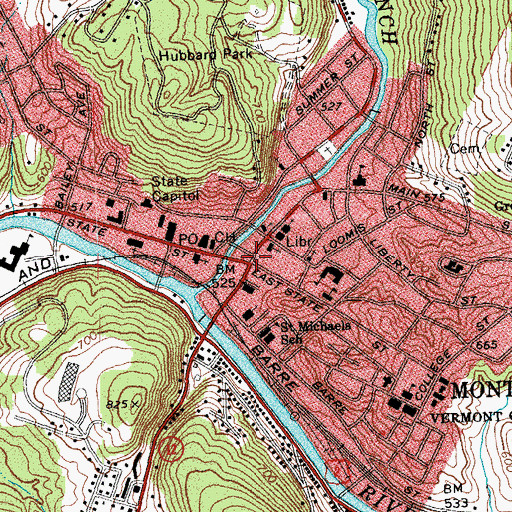 Topographic Map of Montpelier City Hall, VT