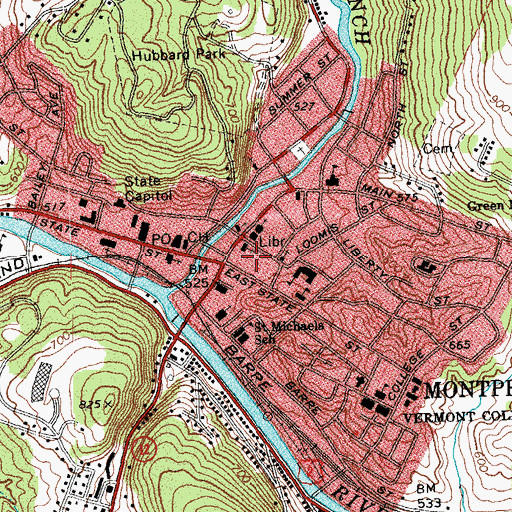 Topographic Map of Montpelier Historic District, VT