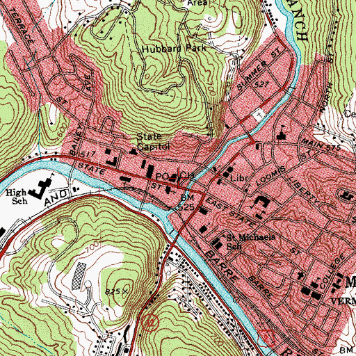 Topographic Map of Montpelier Post Office, VT