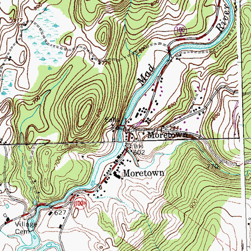 Topographic Map of Moretown Falls, VT