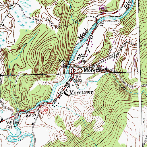 Topographic Map of Moretown Post Office, VT
