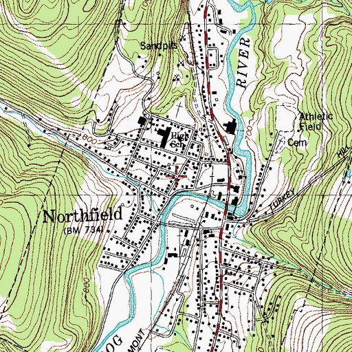Topographic Map of Northfield Bible Fellowship Church, VT