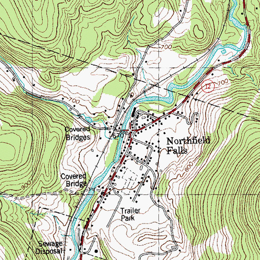 Topographic Map of Northfield Falls Covered Bridge, VT