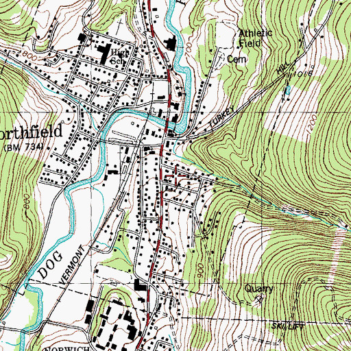 Topographic Map of Northfield Methodist Church, VT