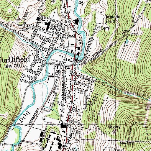 Topographic Map of Northfield Post Office, VT