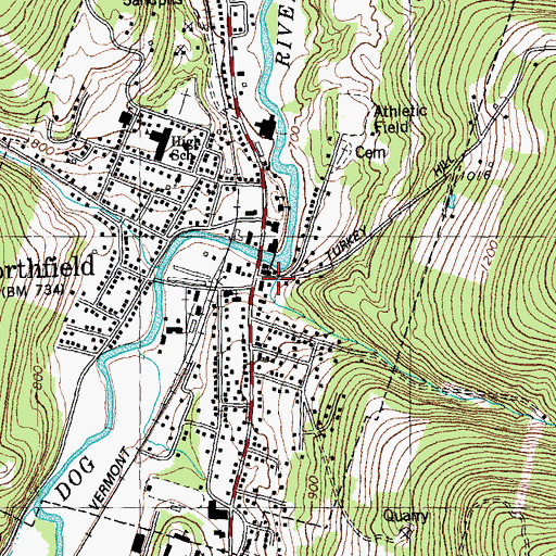 Topographic Map of Northfield Town Hall, VT