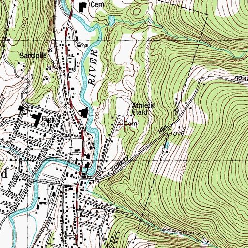 Topographic Map of Old Catholic Cemetery, VT