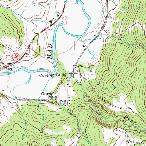 Topographic Map of Pine Brook Covered Bridge, VT