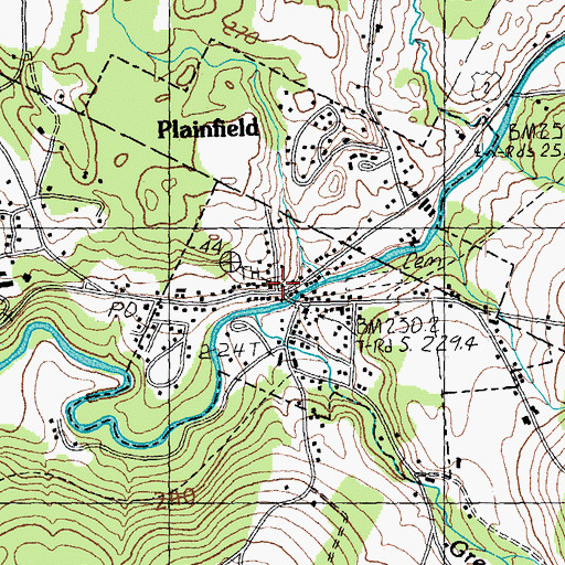 Topographic Map of Plainfield Village Historic District, VT