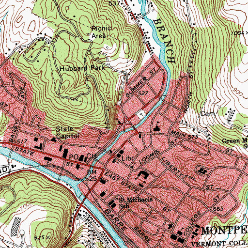 Topographic Map of Resurrection Baptist Church, VT
