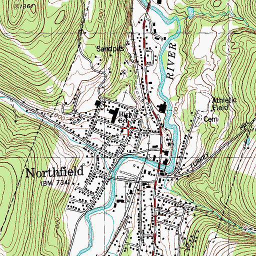 Topographic Map of Saint Johns Roman Catholic Church, VT