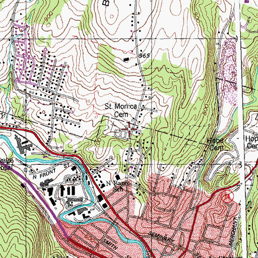 Topographic Map of Saint Monica Cemetery, VT