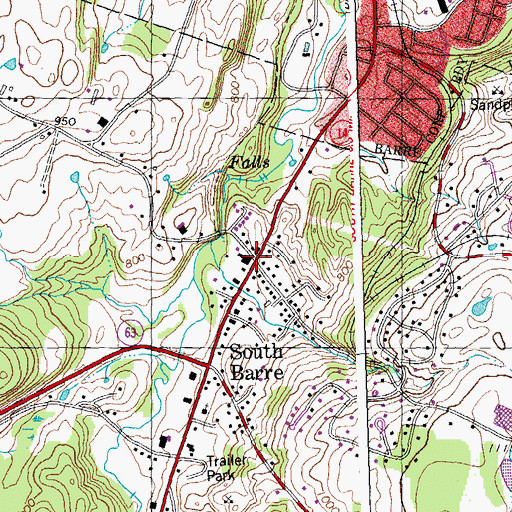 Topographic Map of South Barre Post Office, VT