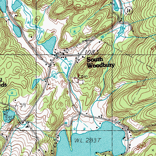 Topographic Map of South Woodbury Cemetery, VT
