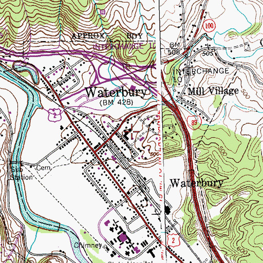 Topographic Map of Thatcher Brook Primary School, VT
