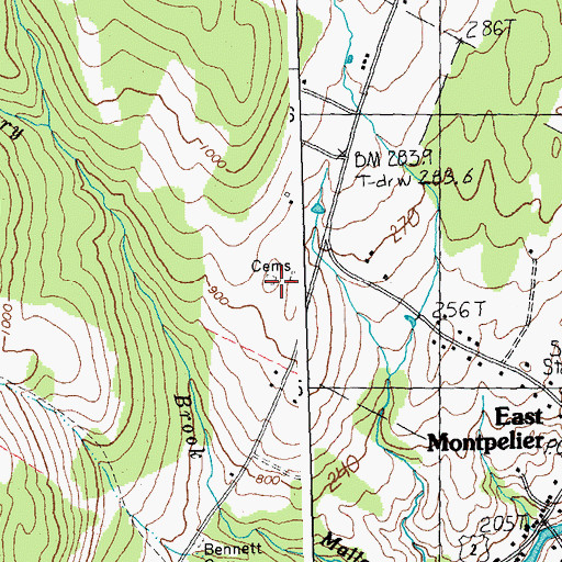 Topographic Map of Tinkham Cemetery, VT