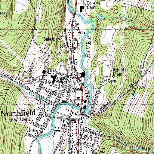 Topographic Map of United Church, VT