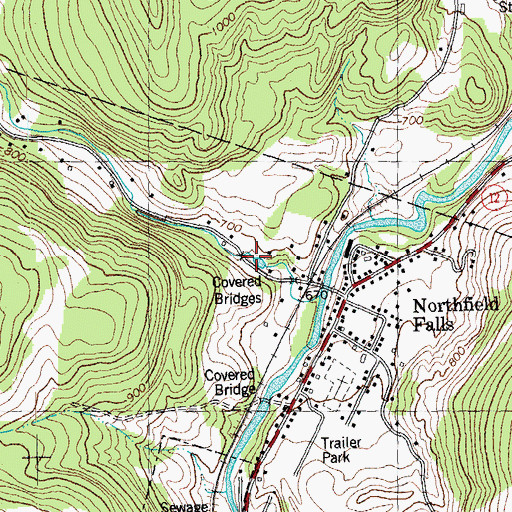Topographic Map of Upper Cox Brook Covered Bridge, VT