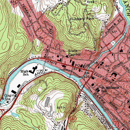 Topographic Map of Vermont Agency of Transportation Librayr, VT