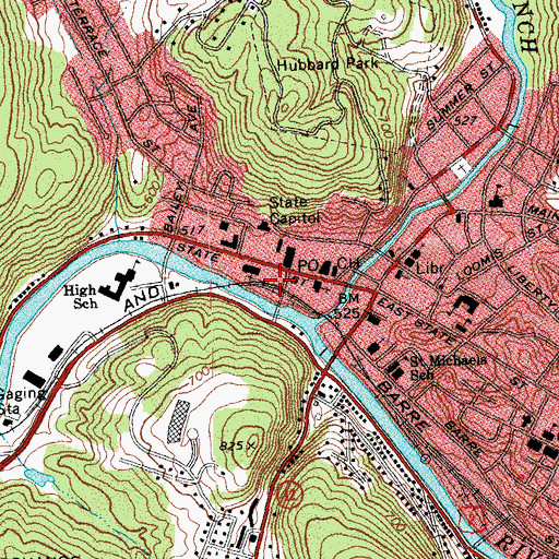 Topographic Map of Vermont Historical Society Library, VT