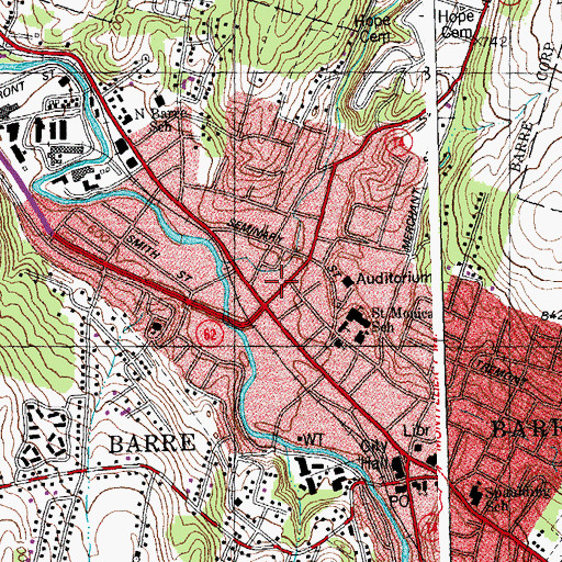 Topographic Map of Vermont Information Center, VT