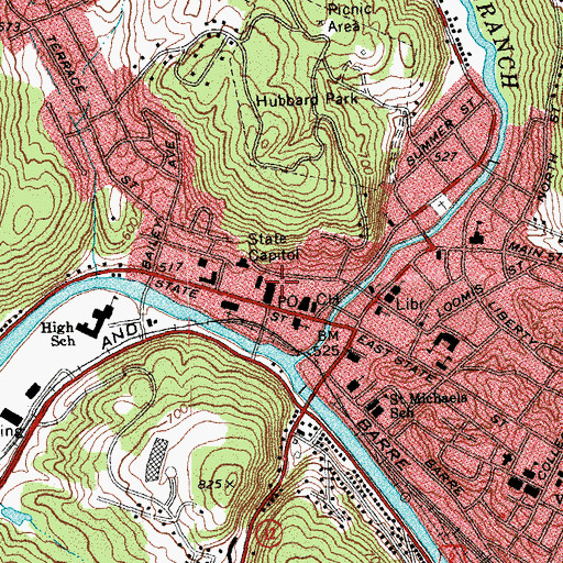 Topographic Map of Vermont State Library, VT