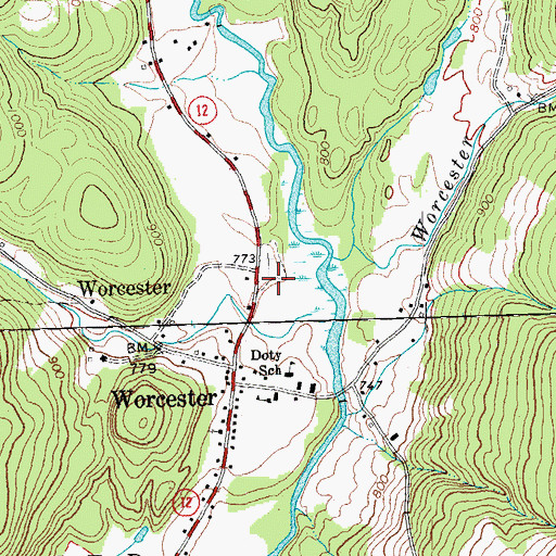Topographic Map of Village Cemetery, VT