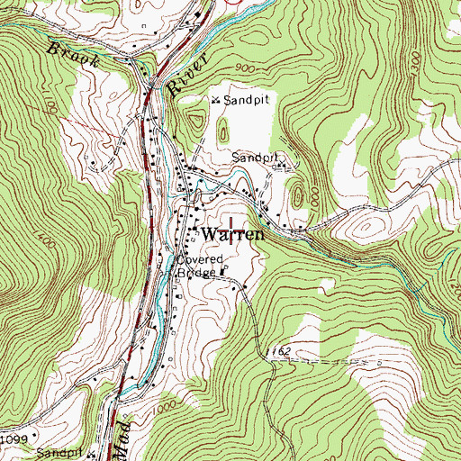 Topographic Map of Warren Cemetery, VT