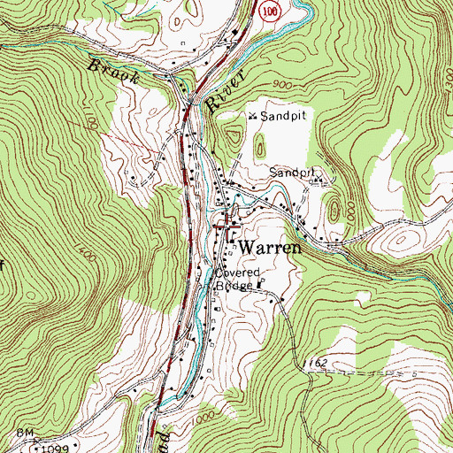 Topographic Map of Warren Post Office, VT