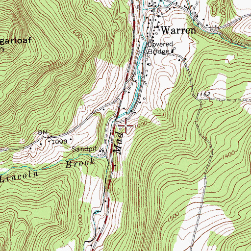 Topographic Map of Warren Public Library, VT