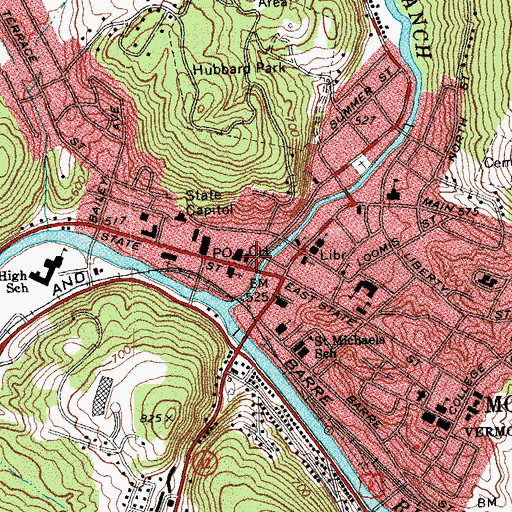 Topographic Map of Washington County Courthouse, VT