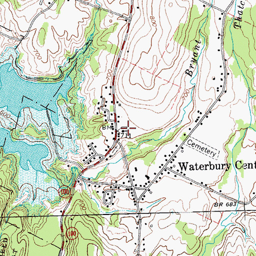 Topographic Map of Waterbury Center Community Church, VT