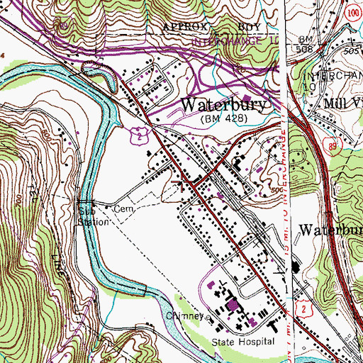 Topographic Map of Waterbury Congregational Church, VT